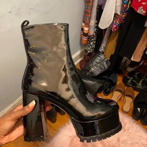 EGO patent leather platform boots.